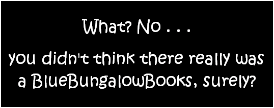 Text Box: What? No . . . 
you didn't think there really was a BlueBungalowBooks, surely?
